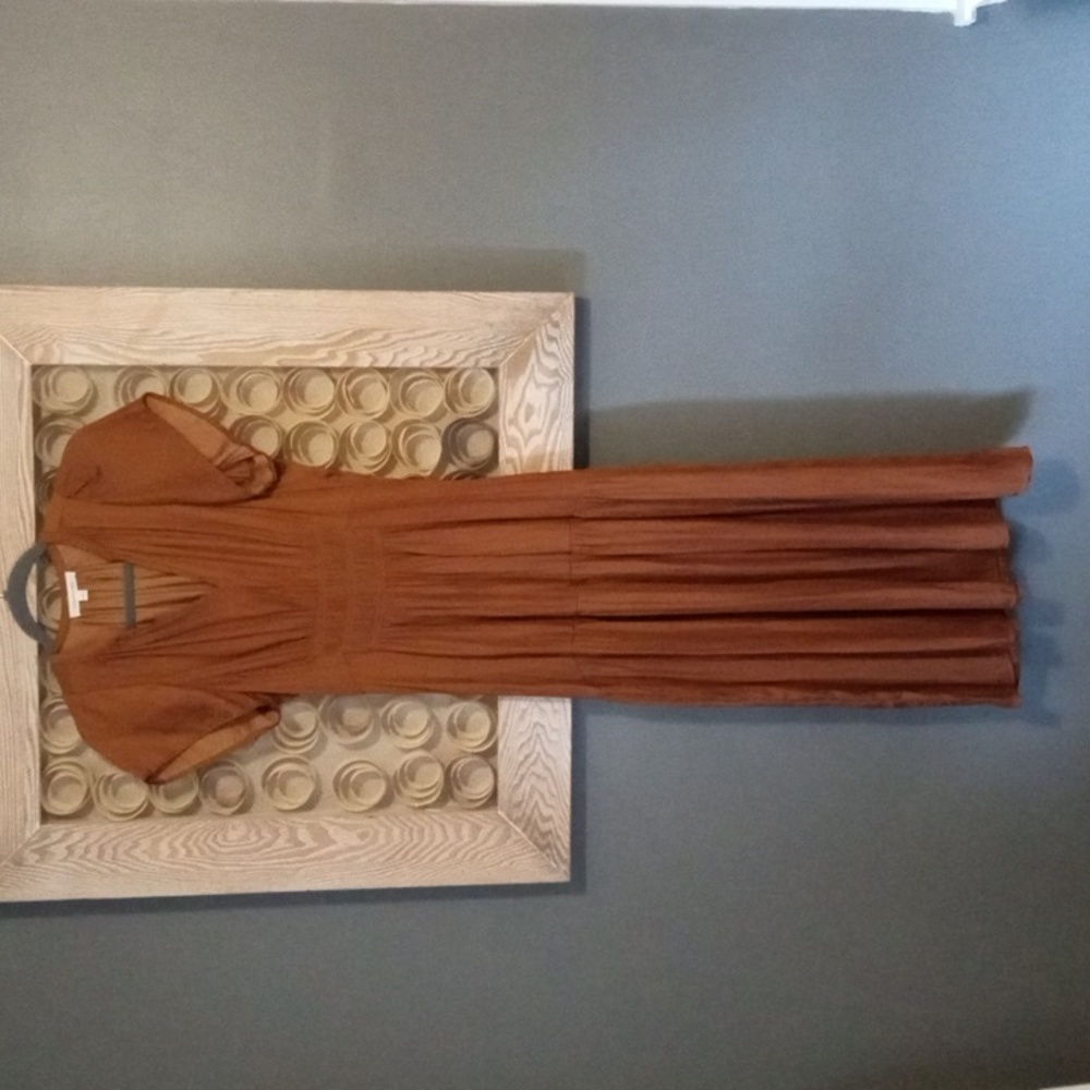 Grade & Gather Copper Flutter Sleeve Dress